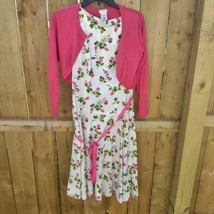 Blush Brand rose pin-up dress w/ Old Navy sweater